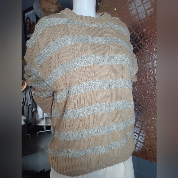 Zara Cotton Blend Oversized Striped Sweater - Picture 10 of 12